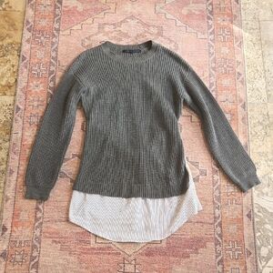 Women English Factory Gray Sweater with Layered Hem